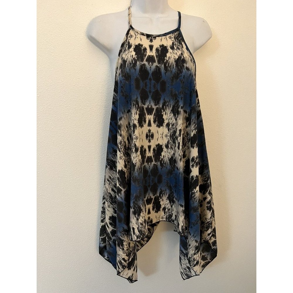 Vision, Asymmetrical, Blue, Boho, Long Sleeveless, Tunic Medium, USA